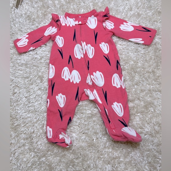 CARTER’S || (3M) Baby Girl Pink/White Flower Onesie - Picture 1 of 4